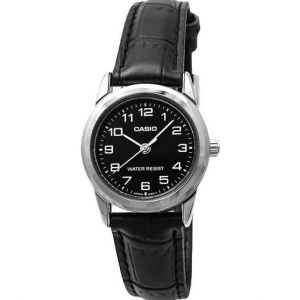 Женские часы Casio black leather 2